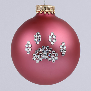 Rose Pink Paw Print Ornament