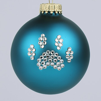 Turquoise Paw Print Ornament