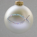 White Pearl Ichthus Ornament