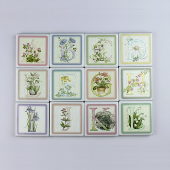 Wellspring Floral Initial Tile Magnets